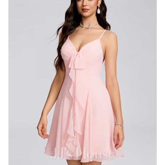 Pink Ruffle Mini Dress - Picture 3 of 7